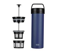 ESPRO P0 Cafetera de Embolo de Viaje, Aislada, 470 ml, Azul | Acero inoxidable aislado al vacio, prepara y bebe en un vaso, microfiltro patentado