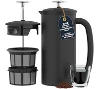 ESPRO P7 Cafetera de Embolo Acero Inoxidable, 950 ml, Negro | Acero inoxidable negro mate, aislamiento al vacio, doble microfiltro patentado, sin posos