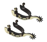 Espuela de caballo de acero suave para hombre, con decoración de botas de engranaje, accesorios de equitación, vaquero occidental duradero para montar