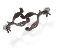 Espuela, Espuelas, Espuelas De Caballo 1 Par, Correas De Espuela, Espuelas Para Botas De Vaquero, Espuela De Estilo Occidental De Acero Al Carbono Antiguo Con Decoración Tallada A Mano Espuelas Marron