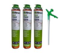 Espuma de Poliuretano Expansiva 540ml Incluye cánula FM365 - Pack 3 | Rendimiento 40L | Sellador Aislante Térmico y Acústico | Curado Rápido en 8 Minutos (3 unidades)