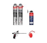 Espuma expansiva de poliuretano Proyectable - Aerosol de 700 ml - Lote de 2 + 1 pistola + 1 limpiador - Único en el mercado - Calidad profesional - Excelente aislamiento acústico