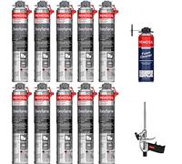 Espuma expansiva de poliuretano Proyetable 700 ml - Lote de 10 + 1 pistola + 1 limpiador - Calidad profesional - Excelente aislamiento acústico - Único en el mercado - Aplicación pistola