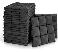 Espuma Insonorizadora, 6 / 12pcs Studio Foam Acoustic Panel Sound Sound Absorción Sponge Drum KTV Silencio de la habitación TRATAMIENTO DE TRATAMIENTO FALLO A prueba de espuma con cintas(Black,12Pcs w