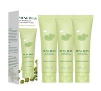 Espuma limpiadora con pH equilibrado de judías mungo, limpiador facial hidratante y calmante de judías mungo, espuma limpiadora profunda de poros (3pcs)