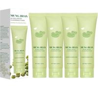 Espuma limpiadora de pH equilibrado de frijol mungo Limpiador facial de poros profundos Exfoliante suave Limpiador facial hidratante calmante para todo tipo de piel (4Piezas)