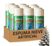 Espuma Nieve Artificial, Spray Decoración Navidad, Pulverizador de Nieve, Bote Spray Efecto Nieve, Copos de nieve artificial, Uso en interior, Utilizado en arbol de navidad, 12 botes de 250 ml