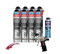 Espuma Proyectable de Poliuretano + Pistola Basic + Limpiador de Espuma Fresca - Llavero Bricolemar de Regalo (Pistola Basic + 4 Espumas + 1 Limpiador)