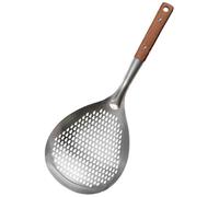 Espumadera de cocina de acero inoxidable de 38,7 cm con mango de madera para escurrir, cocinar y freír