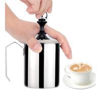 Espumador de bomba de mano | Espumador de leche manual de acero inoxidable - Jarras de leche portátiles, fabricante de espuma de leche controlada manualmente para cápsulas y café con leche 17 onzas
