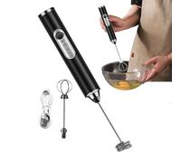 Espumador de café eléctrico - Batidor eléctrico portátil de 3 niveles de mano con accesorios - Dispositivo de cocina para espumas y mezclas de bebidas - para crema de Lattes Bebidas de leche de