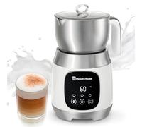 Espumador de leche 12 en 1 de 600 ml con temperatura variable y fuerza de espuma, espumador de leche eléctrico, control táctil inteligente, para capuchino con leche, chocolate caliente y leche