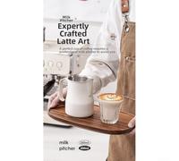 Espumador de leche de acero inoxidable 304 con boca puntiaguda en pico para café italiano y espuma de leche, mango ergonómico para un control preciso en arte con leche (negro)