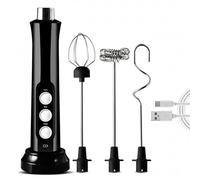 Espumador de leche eléctrico, batidor USB recargable con configuraciones de 3 velocidades - Espumador de leche portátil para café, café con, mezcla de huevos y tareas de cocina (negro), batid