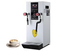 Espumador de leche eléctrico comercial y máquina agua hirviendo a vapor,cafetera automática espuma de 2500W con pantalla táctil LED,válvula giratoria de 360° y temporizador de 12 horas(White)