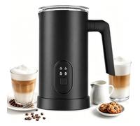 Espumador de leche eléctrico de 500 ml con espuma fría y caliente | 4 modos, calentar leche y chocolate caliente, apagado automático para café con leche y capuchino(black)