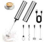 Espumador de leche eléctrico, de acero inoxidable, recargable por USB, con 2 velocidades, para café, capuchino, latte macchiato, chocolate caliente y matcha