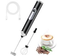 Espumador de leche eléctrico de mano con 2 batidores, recargable por USB, mezclador de espuma de café de 3 velocidades para latte, capuchino, chocolate caliente, huevo y productos lácteos