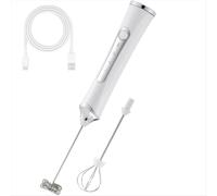 Espumador de leche eléctrico de mano con 2 cabezales, batidor de café, mezclador de espuma, recargable por USB, 3 velocidades, licuadora