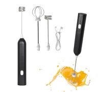 Espumador de Leche Electrico, USB Recargable Batidor de leche de Acero Inoxidable, Mini Batidora Portátil, Espuma Electrico con 2 Batidores de Acero Inoxidable, 3 Velocidades para café, Matcha
