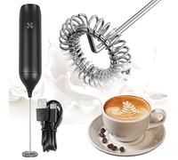 Espumador de Leche Eléctrico, Weinsamkeit Espumador de Leche USB Recargable Espumador Leche Electrico Manual Portátil Batidora Pequeña para Café, Latte, Capuchino, Macha, Macchiato