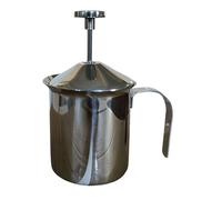 Espumador De Leche Manual: Bomba Manual De Acero Inoxidable, Fabricante De Espuma, Jarra Con Tapa A Prueba De Salpicaduras De Doble Capa | Para Capuchino, Latte, Chocolate Caliente, Crema, Café Expres