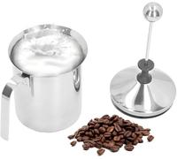 Espumador de Leche Manual de Acero Inoxidable, 800 ML | Jarra de espumador de leche, Taza de espuma de doble capa, Para Latte Art