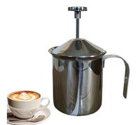 Espumador de leche manual de acero inoxidable, herramienta de café para crema latte, diseño simple de bomba de mano, accesorios de desayuno de cocina, preparación de espresso, chocolate caliente y