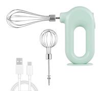 Espumador de leche manual verde, batidora eléctrica de mano recargable por USB con 4 velocidades, mini batidor de cocina inalámbrico para la cocina casera