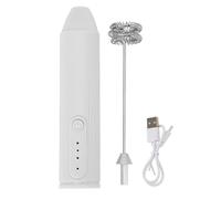 Espumador de leche, mezclador de bebidas portátil recargable inalámbrico para café, agitación, batido (White)