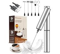 Espumador de Leche Recargable 5 Cabezales Versión 2025 | Batidora de Varillas | Mezclador de Proteinas | Mixer | Milk Frother | Batidor te Matcha | Mini Batidora | Batidora de Leche Espuma