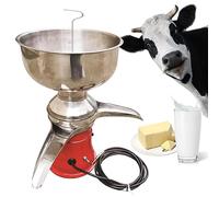 Espumador de leche, separador de leche eléctrico para leche de vaca, oveja, cabra y camello - Centrifugadora de crema profesional con recipiente de leche de 8 l - 50 l/h y 9500 r/min - Acero