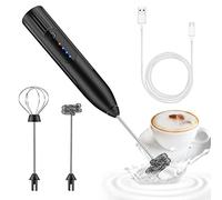 espumador de leche,USB Recargable batidor de leche electrico, 3 velocidades ajustable espumadera de leche, batidora leche espuma para capuchino, café, matcha (Negro)