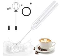 Espumador de Leche USB Recargable, Batidor de Mano 3 Velocidades con 2 Varillas Inox para Café, Matcha y Batidos