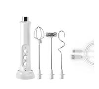 Espumador eléctrico de leche para el hogar, con carga USB, para café, mezclador, batidor de plástico, espuma para leche, tienda de té, color blanco