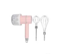 Espumador eléctrico de leche y picador de ajo 2 en 1 con 3 velocidades, recargable por USB, taza de 250 ml para uso en cocina (rosa)