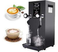 Espumador leche comercial, máquina automática 12 l para espumar agua hirviendo con vapor, máquina eléctrica para espumar leche a vapor con pantalla LCD, para tetería, postres.,Black