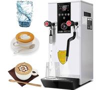 Espumador leche eléctrico comercial 12 l, 2500 W, máquina agua hirviendo a vapor, moderna máquina de espuma de leche con pantalla LED, dispensador de agua caliente multiusos,White