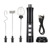 Espumador Leche USB Recargable Eléctrico 3 Velocidades, Batidora Espuma Mano Acero Inoxidable 3 Cabezales Batidores,Batidor Mini Moderno para Espumar Café/Capuchino/Batir Huevos/Mezclar/Matcha/colacao