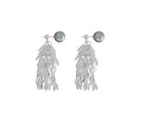 Espumoso trigo borla pendientes, largo de plata perla pendientes para las mujeres, bodas fecha banquetes