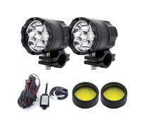 ESPYN Faros Moto Para Mazd Para Nissan Para Suzuki 1 Juego 60W Motocicleta LED Luz Antiniebla Auxiliar Conjunto Lámpara Faro+Grupo Línea Flash+Relé(Amarillo)