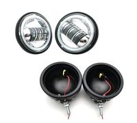 ESPYN Faros Moto Para Touring Para Electra Para Glide 4/1/2" 4.5 Pulgadas LED Luz Paso Antiniebla Auxiliar Con Soporte Montaje Anillo Carcasa Motocicleta(1 set C)