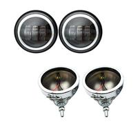 ESPYN Faros Moto Para Touring Para Electra Para Glide 4/1/2" 4.5 Pulgadas LED Luz Paso Antiniebla Auxiliar Con Soporte Montaje Anillo Carcasa Motocicleta(1 set B)