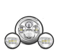 ESPYN Focos Motocicleta Faro Delantero LED De 7" Con Proyector Y 4 Luces De Cruce 1/2 Para Touring, Electra Y Glide, Color Negro.(Chrome Lamp NO DRL)