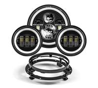 ESPYN Focos Motocicleta Faro Delantero LED De 7" Con Proyector Y 4 Luces De Cruce 1/2 Para Touring, Electra Y Glide, Color Negro.(Black Set DRL)