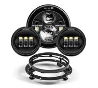 ESPYN Focos Motocicleta Faro Delantero LED De 7" Con Proyector Y 4 Luces De Cruce 1/2 Para Touring, Electra Y Glide, Color Negro.(Black Set NO DRL)
