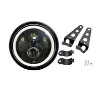 ESPYN Focos Motocicleta Faro LED Redondo Negro De 7,5" Para Motocicleta Para Cafe Para Racer Lámpara Alta/baja Intensidad Compatible Con Soportes Faros 7 Pulgadas.(With bracket B)