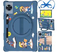 EspZanthic Funda para DOOGEE U11/U11 Pro Tablet 11 Pulgadas 2025 con Soporte para Lápiz, Soporte Giratorio 360°, Correa Mano, Correa para El Hombro y Lápiz, Azul Marino