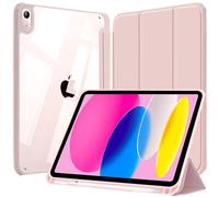 EspZanthic Funda para iPad (A16) 11.ª/10.ª Generación (2025/2022) con Ranura Especial para Lápiz y Adaptador, Clara Transparente Trasera Soporte Antigolpes Cover Tableta, Rosa