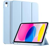 EspZanthic Funda para iPad (A16) 11ª Generación 2025 11 Pulgadas/iPad 10ª Generación 2022, Funda Trasera Transparente Ultrafina con Portalápices, Auto-Sueño/Estela, 8-Azul Claro